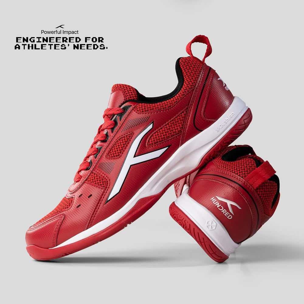 HUNDRED Raze Non-Marking Badminton Shoes | Lightweight Indoor Sports Shoes with X-Cushion, Active Grip Sole & Toe Assist Technology - Best Price online Prokicksports.com