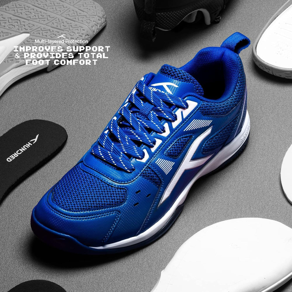 HUNDRED Raze Non-Marking Badminton Shoes | Lightweight Indoor Sports Shoes with X-Cushion, Active Grip Sole & Toe Assist Technology - Best Price online Prokicksports.com