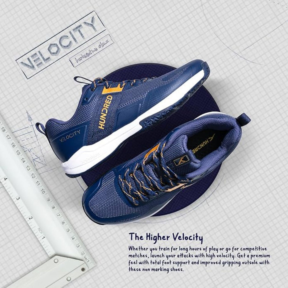HUNDRED Velocity Non-Marking Badminton Shoes | Lightweight Indoor Sports Shoes for Badminton, Squash, Volleyball, Table Tennis & Basketball - Best Price online Prokicksports.com