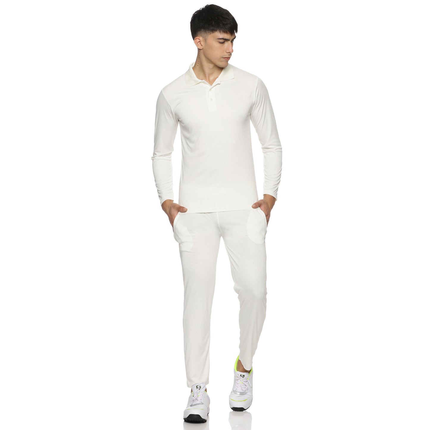 Prokick Ignite Full Sleeves Cricket Jersey Set, T-Shirt with Trouser (Off White) - Best Price online Prokicksports.com