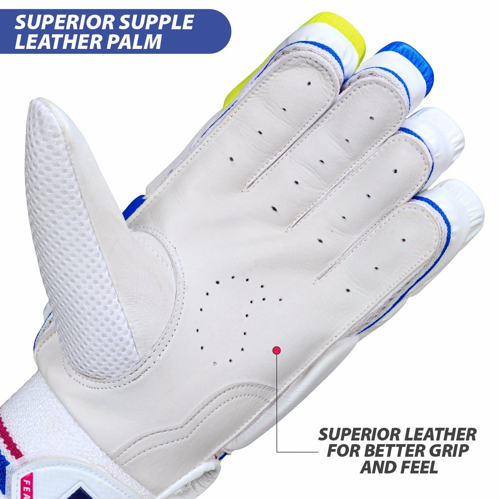DSC Intense Fury Right Hand Batting Gloves – White Black Lime Cricket Gloves with Maximum Protection, Grip, Comfort for Professional & Club Cricketers - Best Price online Prokicksports.com