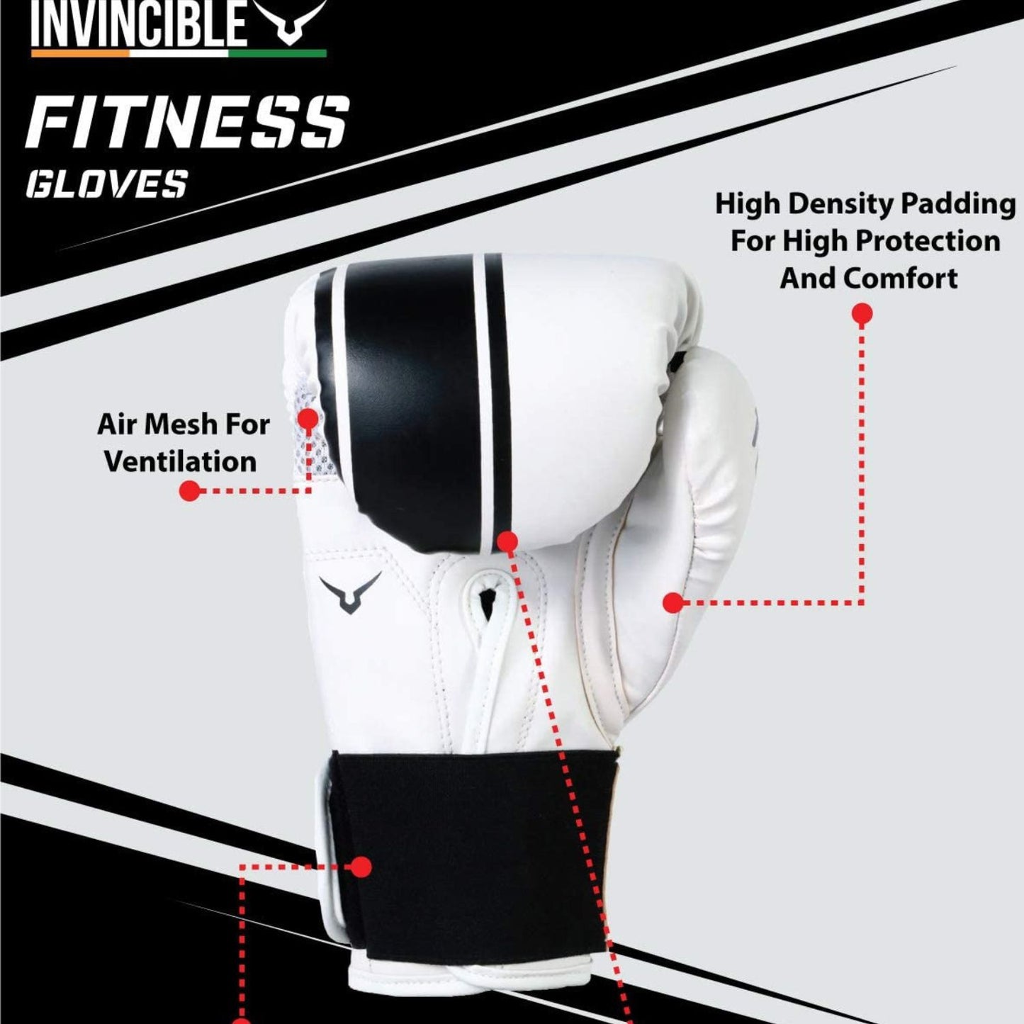 Invincible Tejas Boxing Gloves for Men & Women | Synthetic Leather | Fitness Training | Hook & Loop Closure (8/10/12/14/16 oz) - Best Price online Prokicksports.com