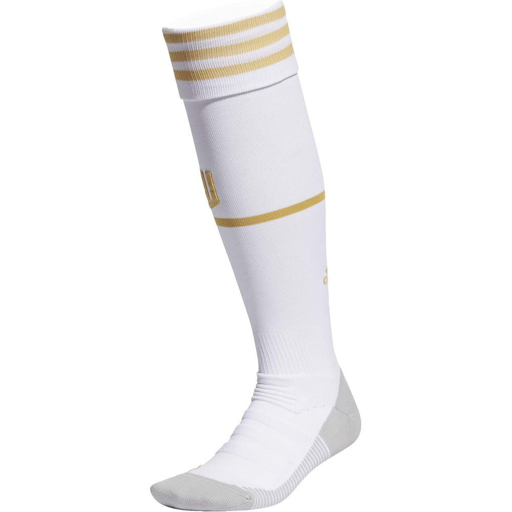 Adidas JUVE H SO Knee Socks – White/Pyrite Sports Socks for Football, Cricket, or Training with Cushioning and Arch Support for Unisex Adults - Best Price online Prokicksports.com