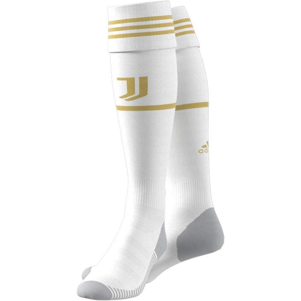 Adidas JUVE H SO Knee Socks – White/Pyrite Sports Socks for Football, Cricket, or Training with Cushioning and Arch Support for Unisex Adults - Best Price online Prokicksports.com