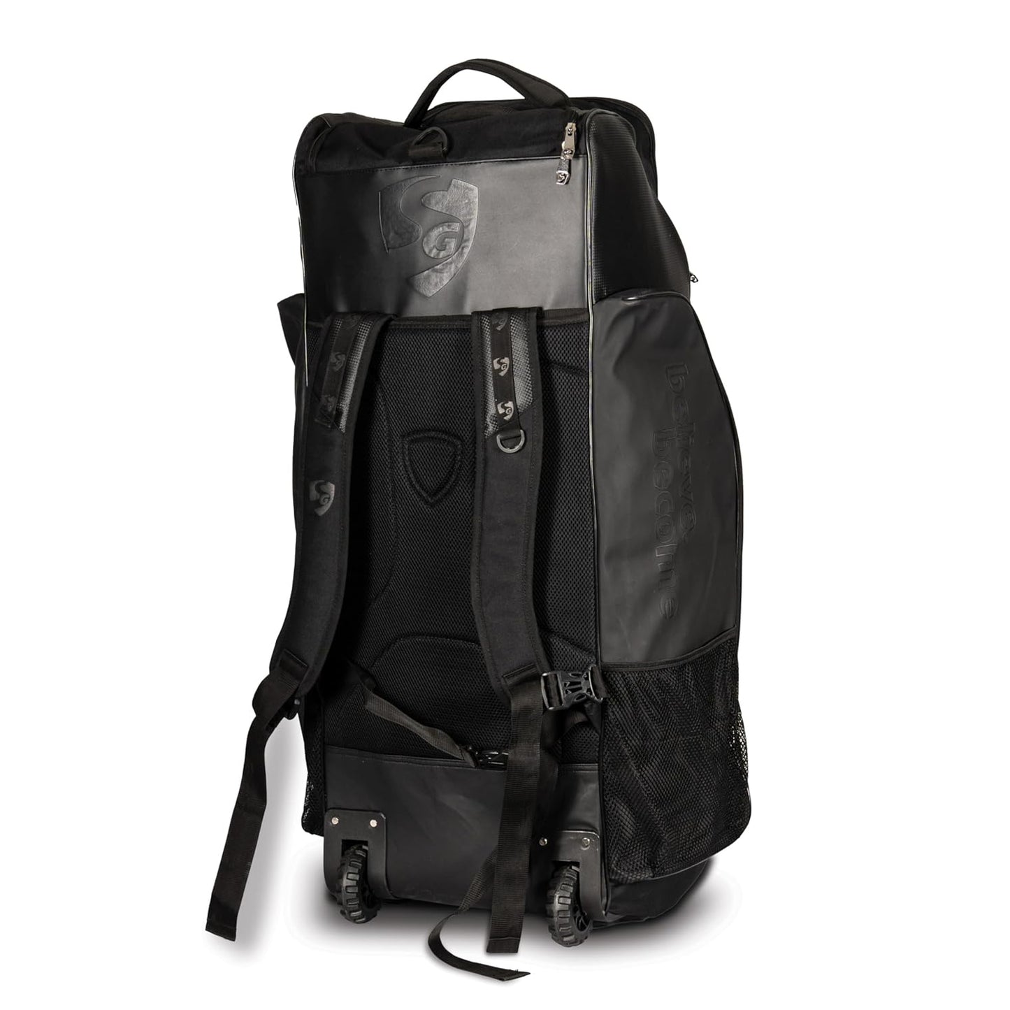 SG KLR Wheelie Duffle Cricket Kit Bag – Black Large Gear Bag with Trolley Wheels for Club Players, Travel Friendly and Durable Design - Best Price online Prokicksports.com