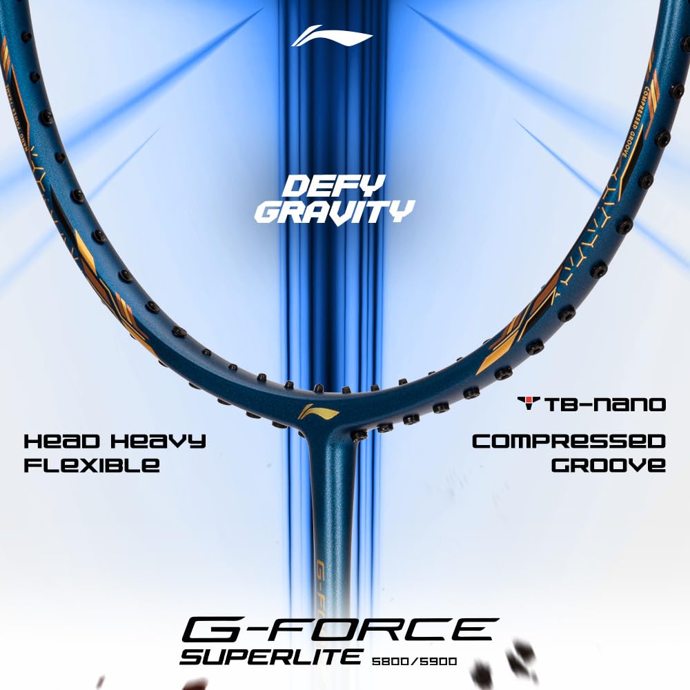 Li-Ning G-Force 5800 Superlite Badminton Racket | Ultra-Light 5U6 | Unstrung Racquet for Precision & Power - Best Price online Prokicksports.com
