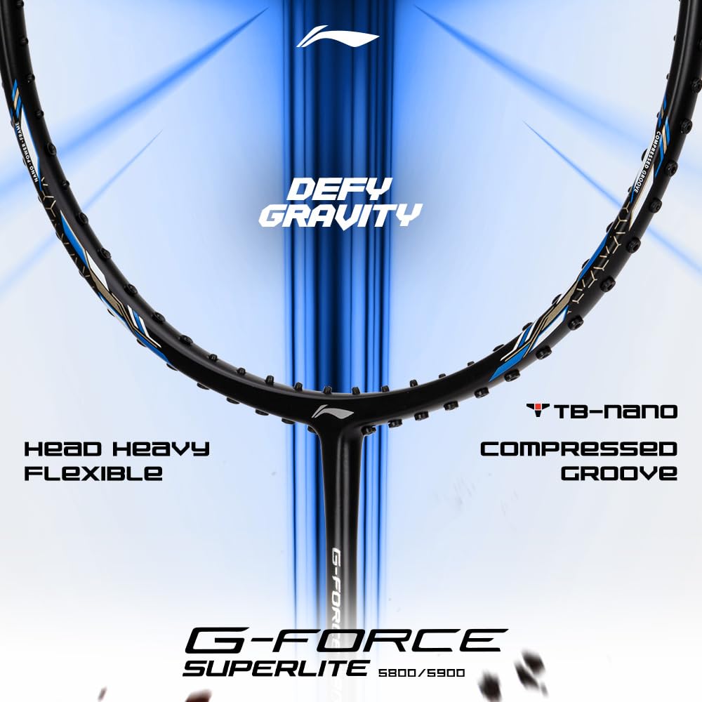 Li-Ning G-Force 5800 Superlite Badminton Racket | Ultra-Light 5U6 | Unstrung Racquet for Precision & Power - Best Price online Prokicksports.com