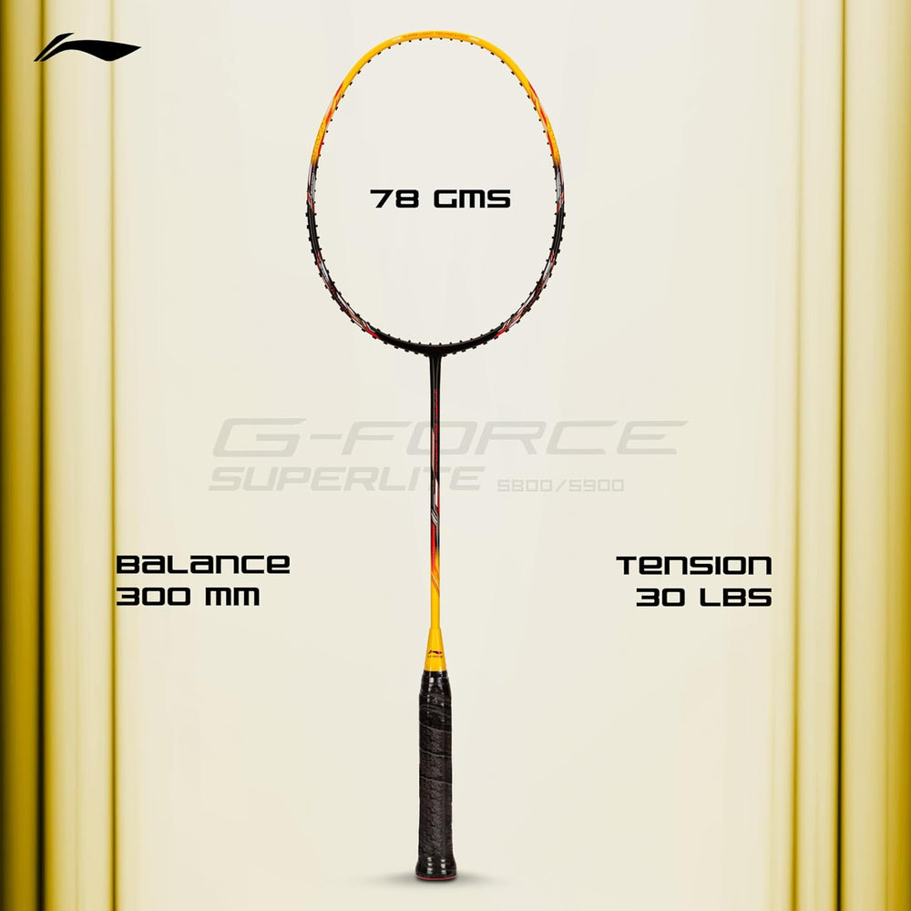 Li-Ning G-Force 5800 Superlite Badminton Racket | Ultra-Light 5U6 | Unstrung Racquet for Precision & Power