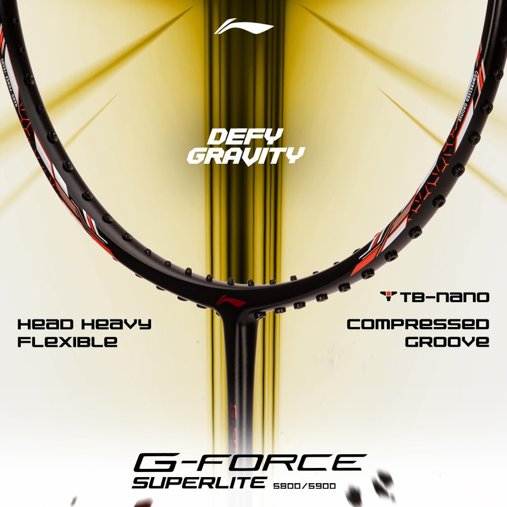 Li-Ning G-Force 5800 Superlite Badminton Racket | Ultra-Light 5U6 | Unstrung Racquet for Precision & Power - Best Price online Prokicksports.com