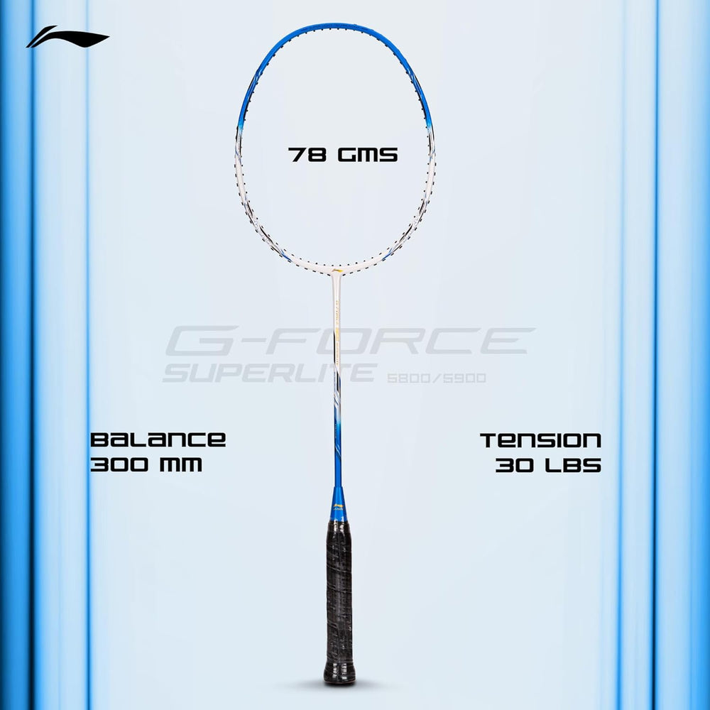 Li-Ning G-Force 5900 Superlite Badminton Racket | Ultra-Light 5U6 | Unstrung Racquet with Superior Control & Power