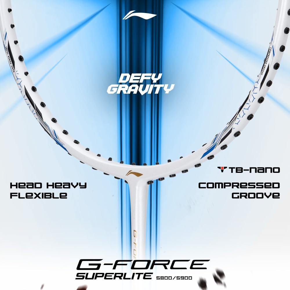 Li-Ning G-Force 5900 Superlite Badminton Racket | Ultra-Light 5U6 | Unstrung Racquet with Superior Control & Power