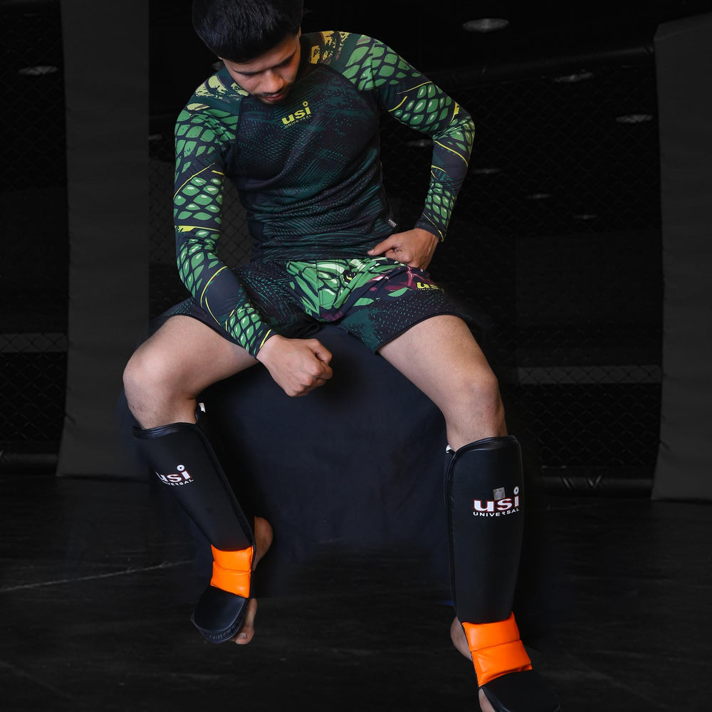 USI Universal 850MA Shin Pads | Lightweight PU Construction & Neoprene Strap Closure for Muay Thai & MMA - Best Price online Prokicksports.com