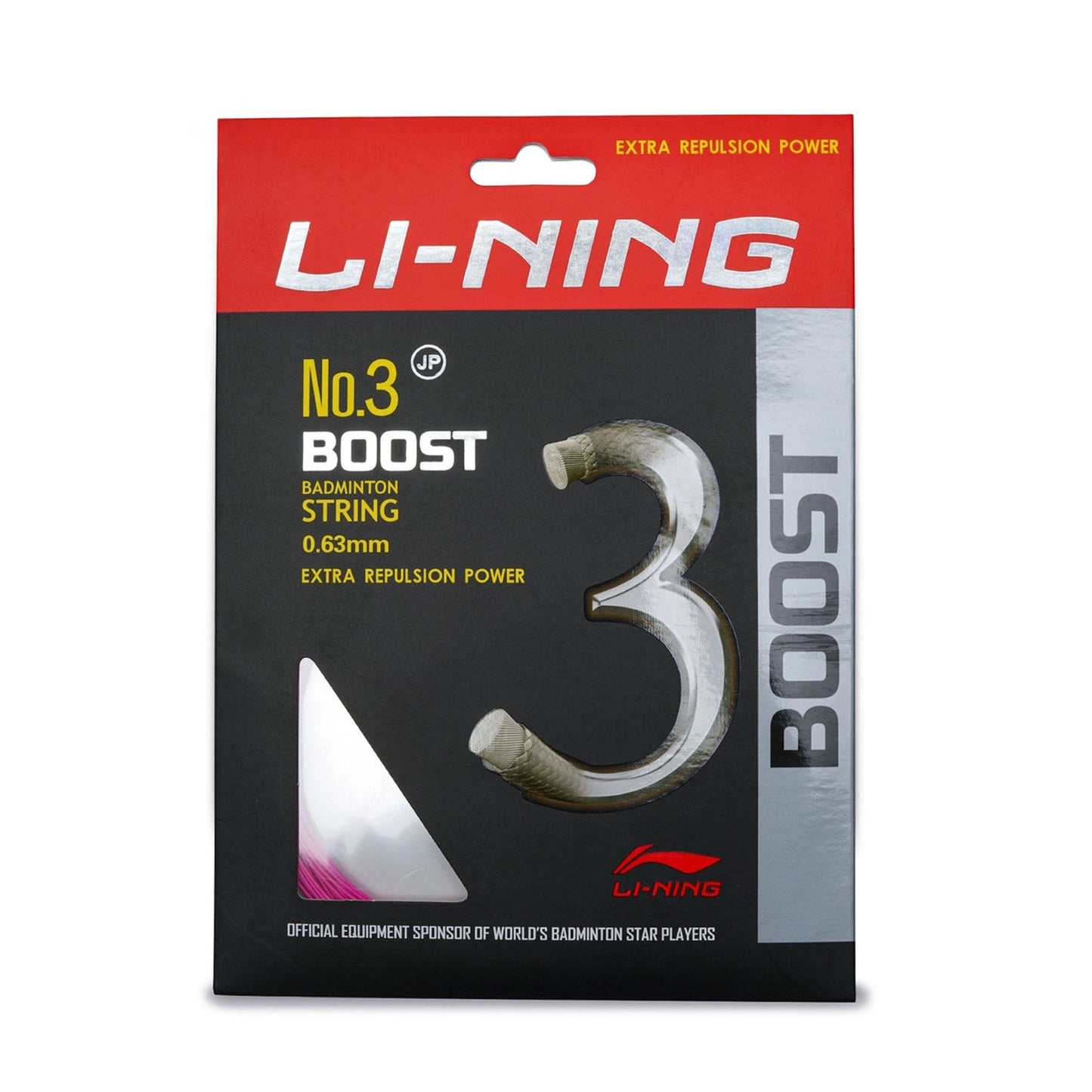 Li-Ning No. 3 Boost Badminton String with high Repulsion Power, 0.63mm - Best Price online Prokicksports.com