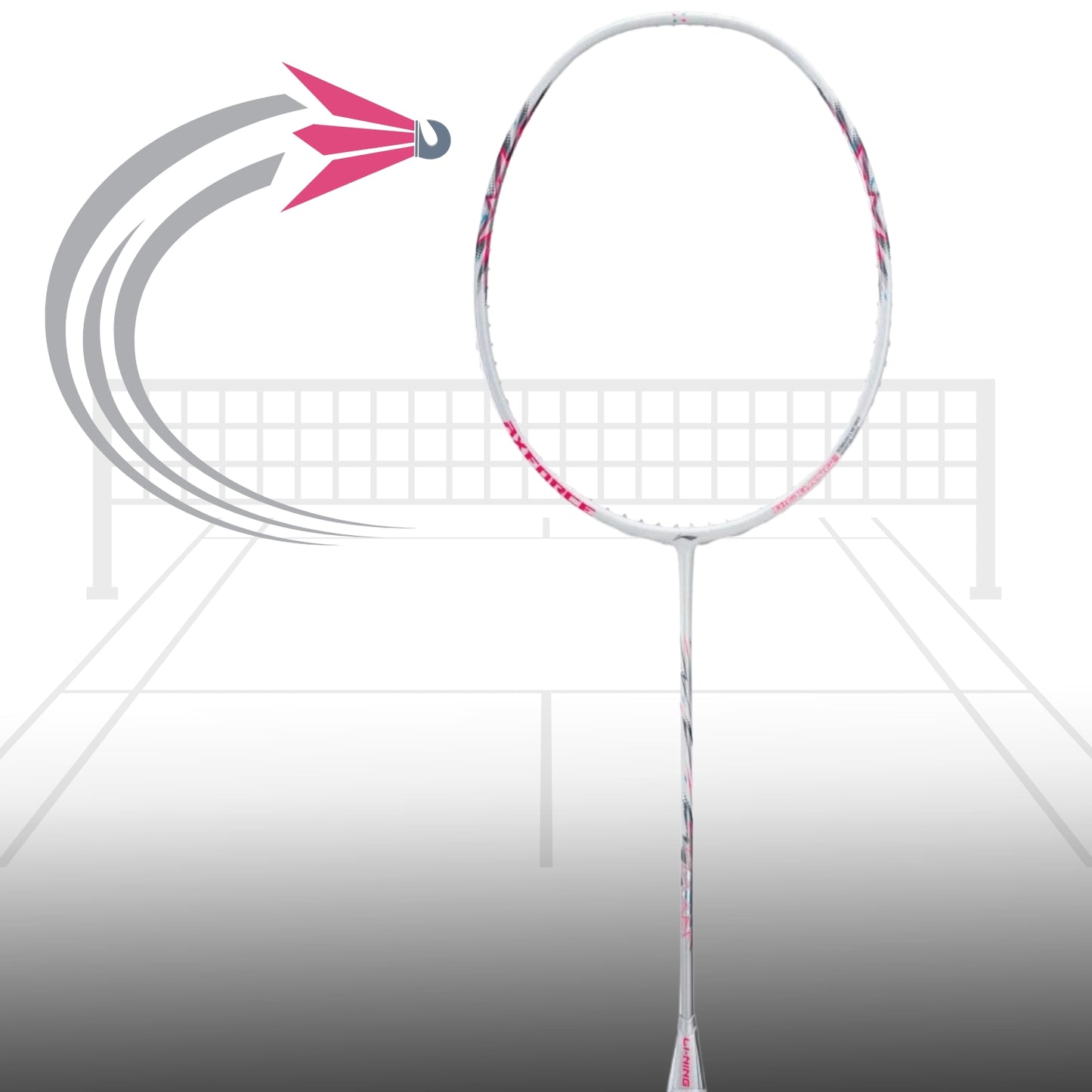 Li-Ning Axforce Big Bang Unstrung Badminton Racquet, Pearl White/Neon Iridescent Pink - Best Price online Prokicksports.com
