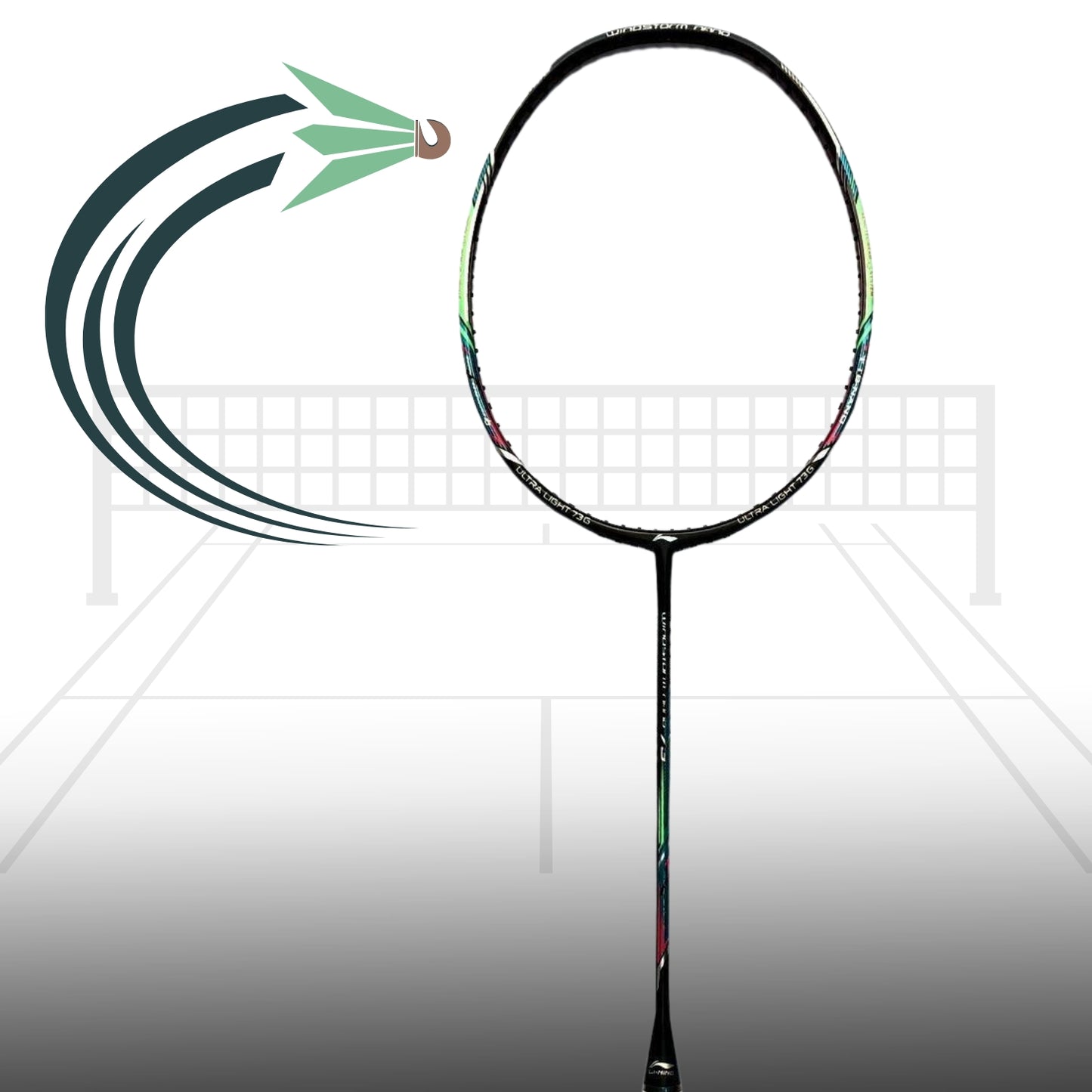 Li-Ning Windstorm Nano 73 Professional Badminton Racquet Unstrung Black - Best Price online Prokicksports.com