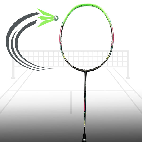 Li-Ning Windstorm Nano 73 Professional Badminton Racquet | Ultra-Light 73g Frame | High Modulus Graphite | Aerotec Beam System | Unstrung Black/Green