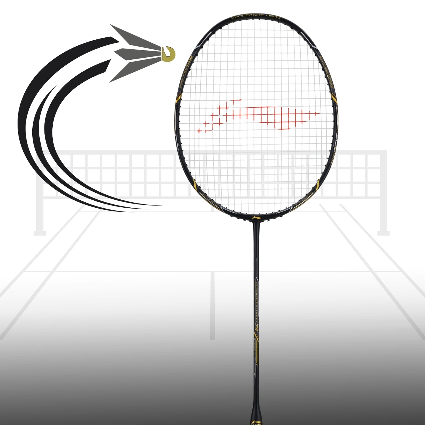 Li-Ning Windstorm Nano 74 Professional Badminton Racquet Unstrung Black/Gold - Best Price online Prokicksports.com