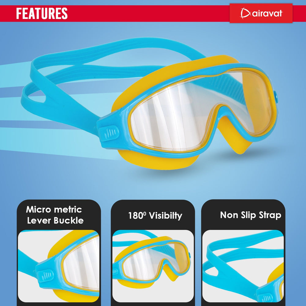 Airavat Macho 1023 Junior Swimming Goggles – Anti-Fog, UV Protection, No-Leak Swim Glasses for Kids & Teens - Best Price online Prokicksports.com