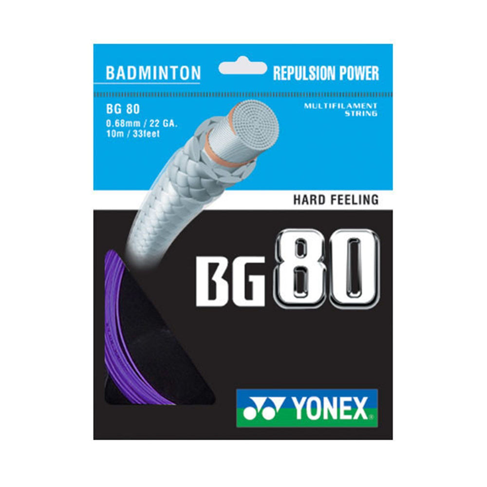Yonex BG80 High-Modulus Vectran Badminton String (0.68mm Gauge) | Hard Touch & High-Repulsion Power String - Best Price online Prokicksports.com