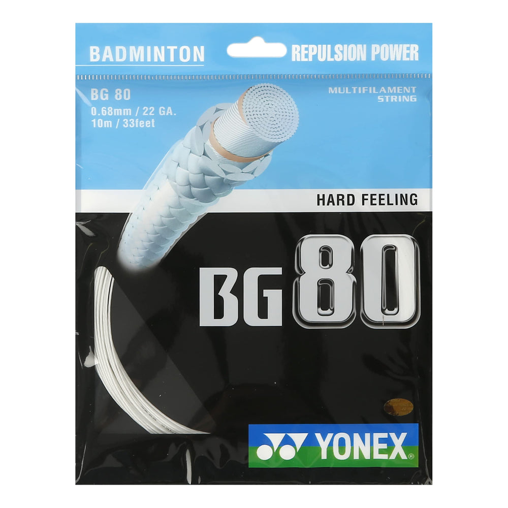 Yonex BG80 High-Modulus Vectran Badminton String (0.68mm Gauge) | Hard Touch & High-Repulsion Power String - Best Price online Prokicksports.com