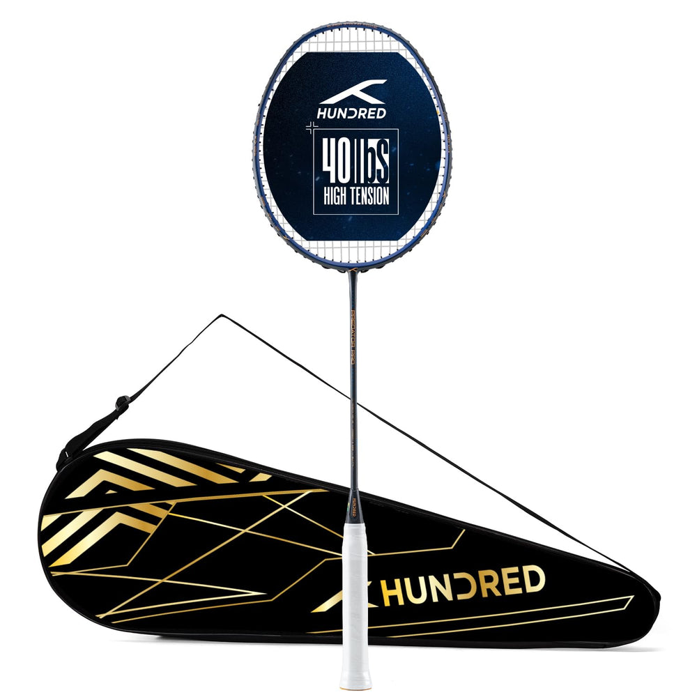 Hundred Predator Pro Strung Badminton Racquet (HBRX-5S073-1) | Aerodynamic Fast-Attacking Racquet with Full Cover