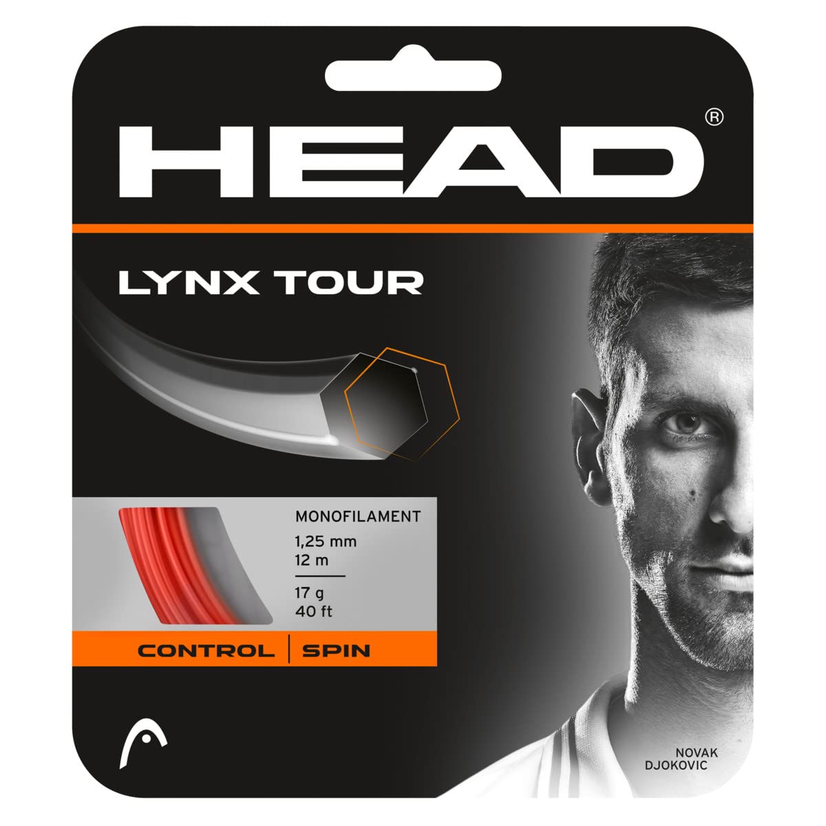 HEAD Lynx Tour Tennis String Set (Orange, 16L / 1.25mm) | 6-Edge Co-Polyester Monofilament String