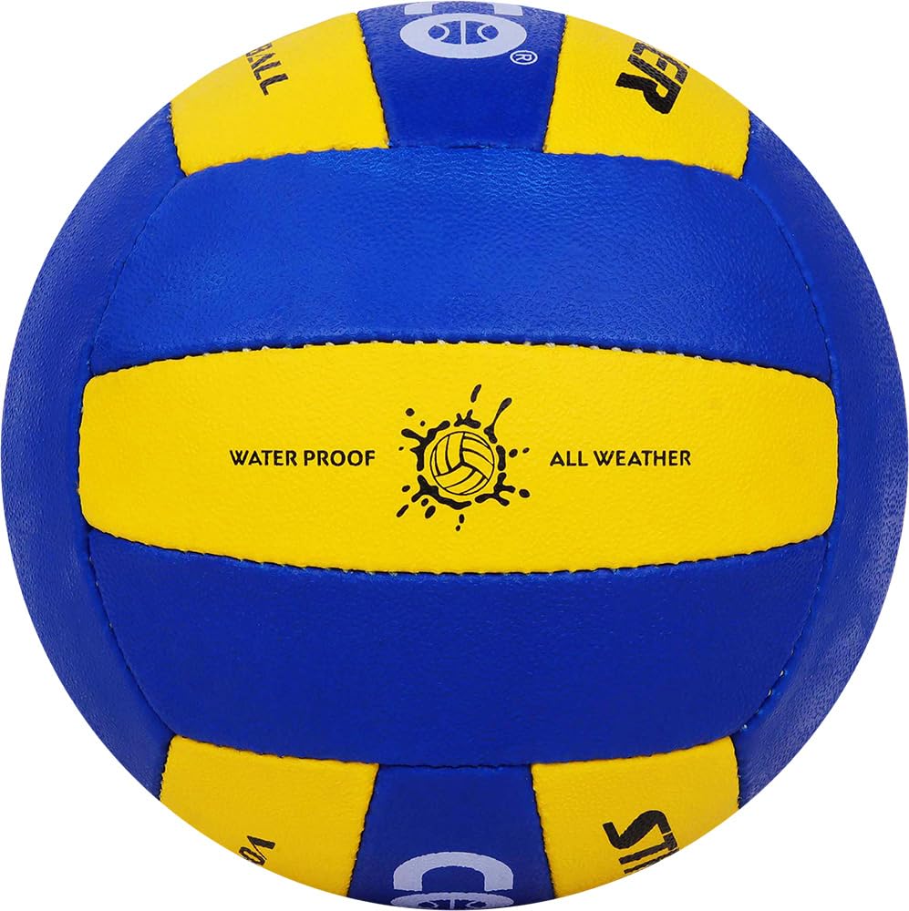 Cosco Striker Volleyball (Size 4, Multicolour) – Hand-Sewn Polyurethane (PU) Synthetic Leather Volleyball with Latex Bladder