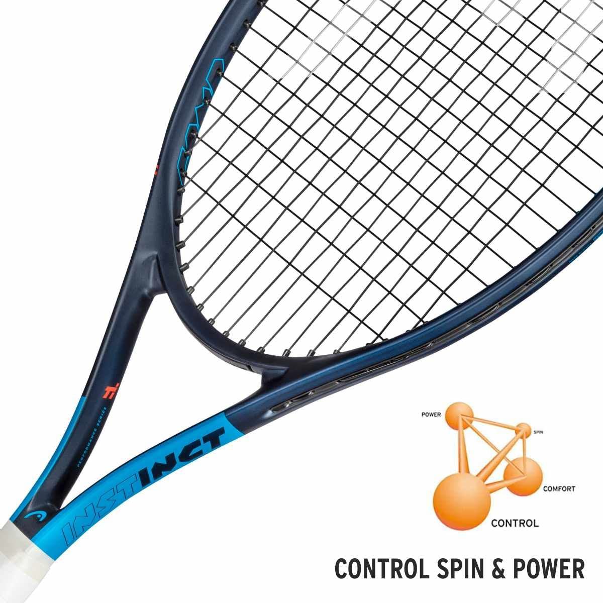 HEAD Instinct Comp Titanium Tennis Racquet (Black/Blue, Grip 3 - 4 3/8") | Pre-Strung Entry-Level Power Frame