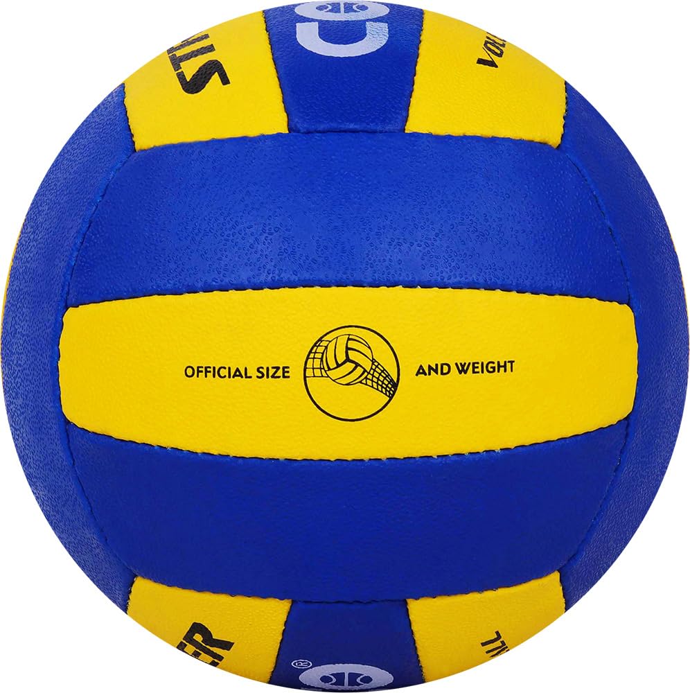 Cosco Striker Volleyball (Size 4, Multicolour) – Hand-Sewn Polyurethane (PU) Synthetic Leather Volleyball with Latex Bladder