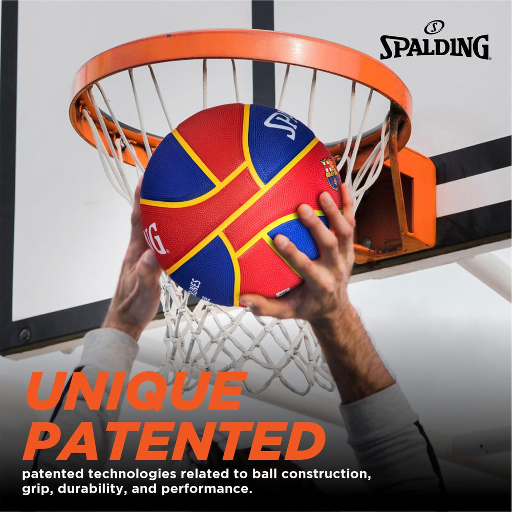 Spalding Euro Barcelona Professional Match Rubber Basketball (Size 7, Red/Blue)
