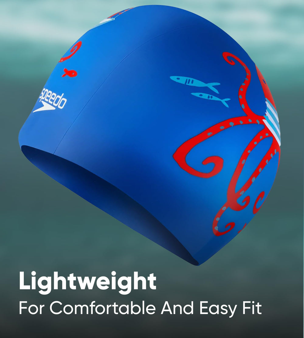 Speedo Unisex Kids Slogan Print Swim Cap for Boys and Girls