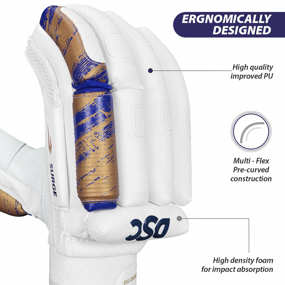 DSC Condor Surge Cricket Batting Gloves Right Hand – Sheep Leather Palm Gloves with Fibre Reinforced Protection