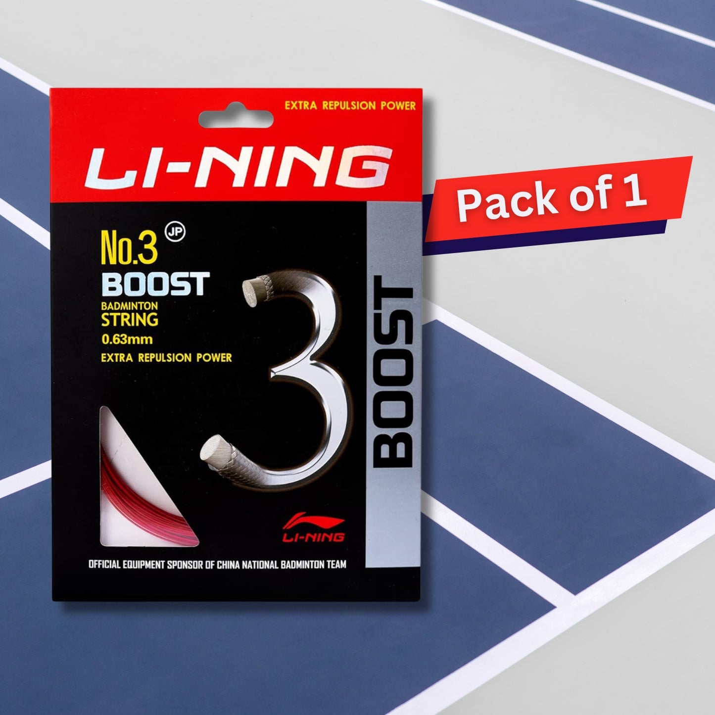 Li-Ning No. 3 Boost Badminton String with high Repulsion Power, 0.63mm - Best Price online Prokicksports.com
