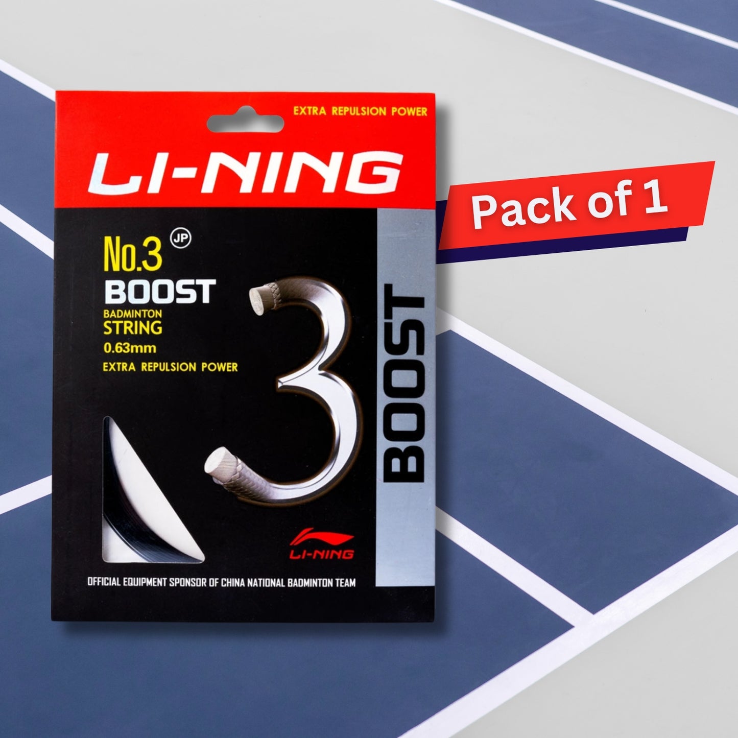 Li-Ning No. 3 Boost Badminton String with high Repulsion Power, 0.63mm - Best Price online Prokicksports.com