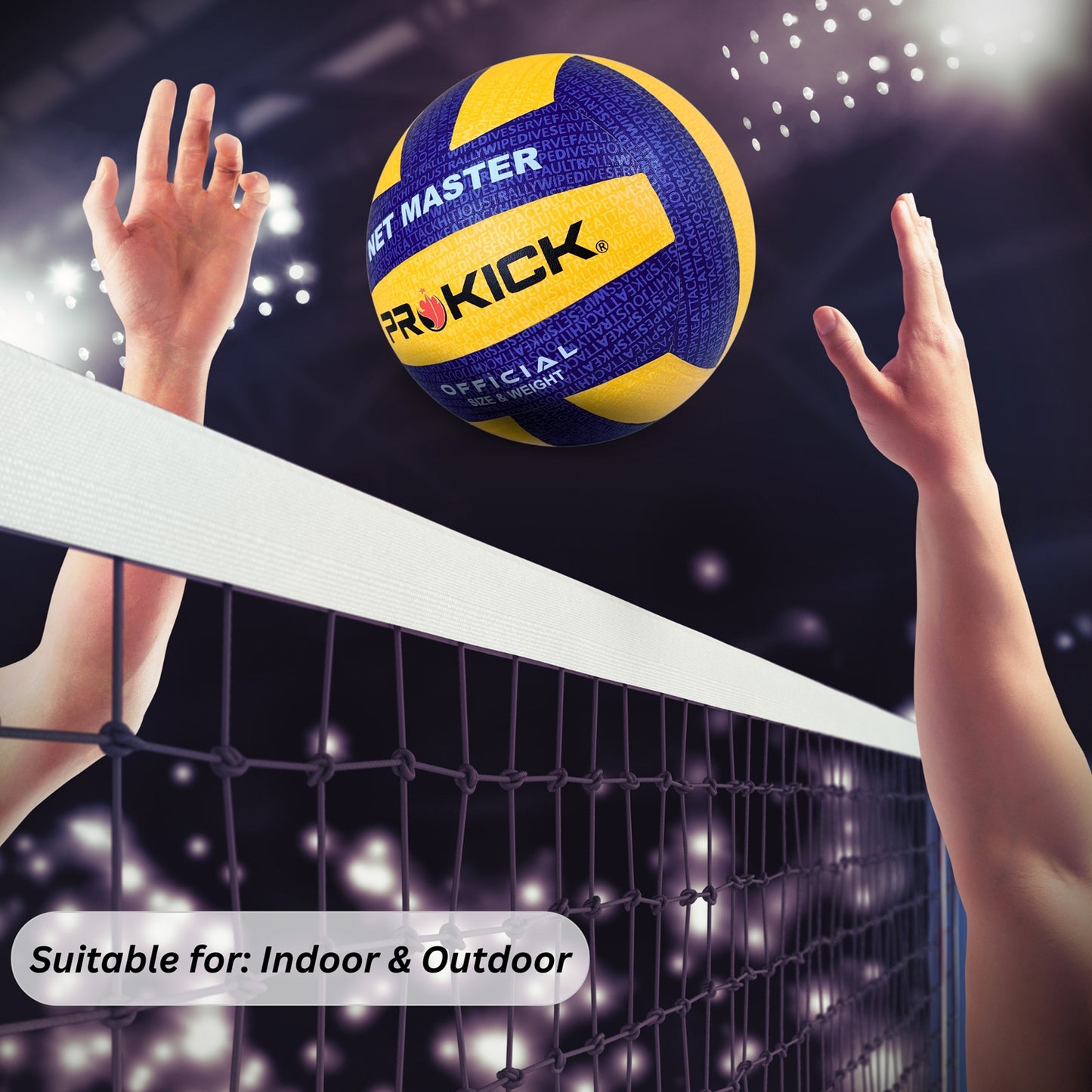 Prokick Net Master PU Pasted 18 Panels Volleyball, Blue/Yellow (Size 4) - Best Price online Prokicksports.com