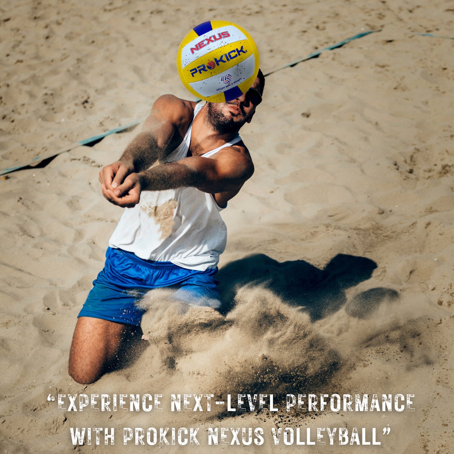 Prokick Nexus Hand Stitched 18-P Volleyball, Yellow/Blue/White (Size 4) - Best Price online Prokicksports.com