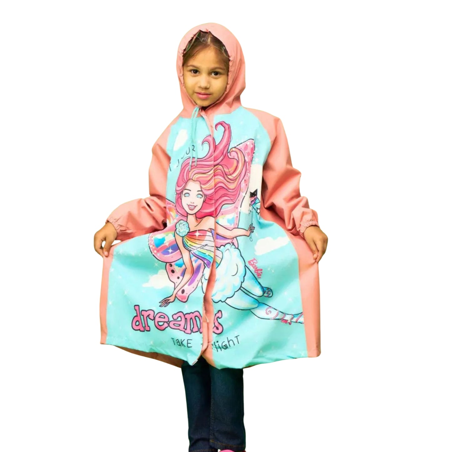 Zeel Barbie Fashionista Girls Raincoat | Waterproof Hooded Jacket for Kids | Cute & Stylish Rain Protection - Best Price online Prokicksports.com