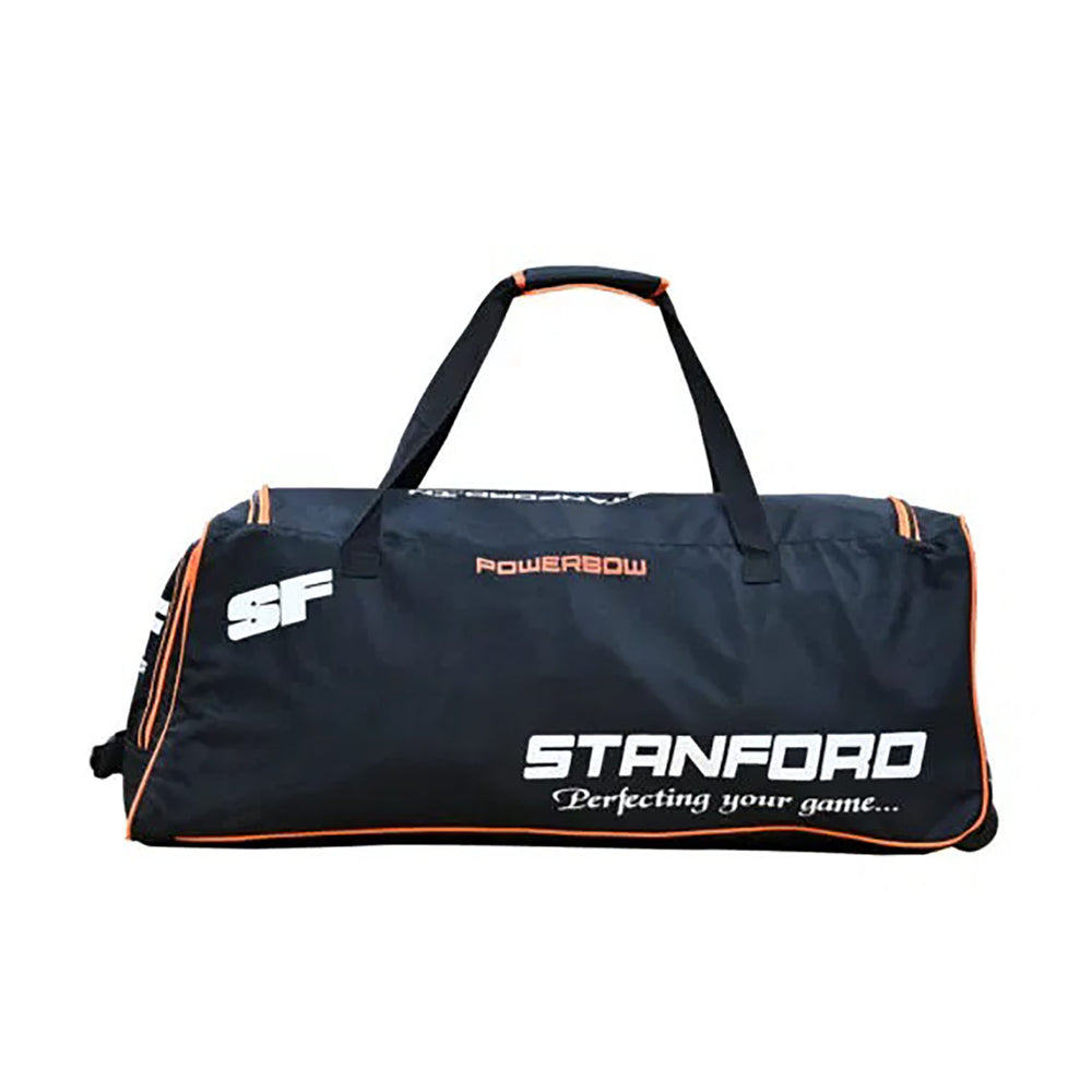 SF Power Bow Wheelie Cricket Kit Bag – Large Trolley Bag with Bat Compartment, Multiple Pockets & Heavy-Duty Wheels, Black - Best Price online Prokicksports.com