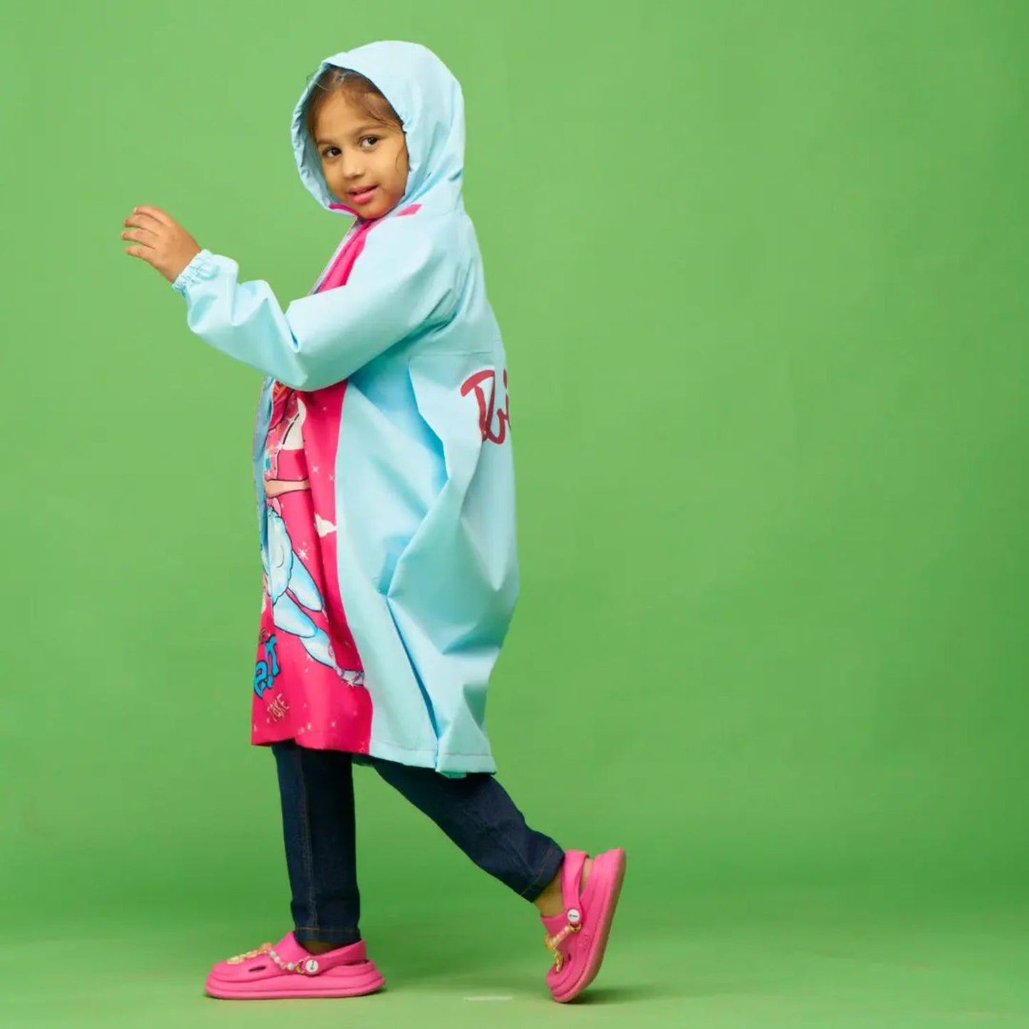 Zeel Barbie Fashionista Girls Raincoat | Waterproof Hooded Jacket for Kids | Cute & Stylish Rain Protection - Best Price online Prokicksports.com