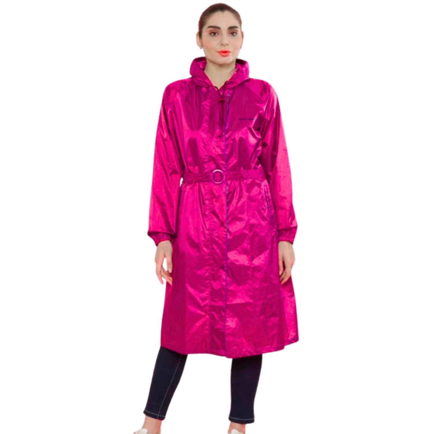Zeel WKL 10 Women’s Full-Length Waterproof Raincoat Knee-to-Calf Hooded Coat with Sealed Seams, Drawstring Waist & Reflective Back Lightweight - Best Price online Prokicksports.com