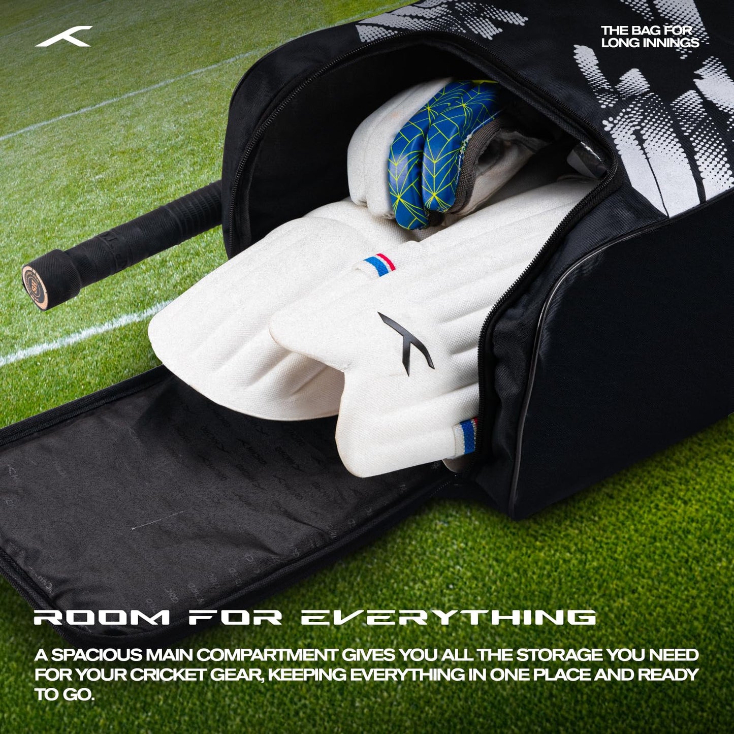 Hundred Pitch Cricket Kit Bag – Spacious Cricket Duffle Bag with Bat Compartment, Shoe Pocket & Durable Zippers for Practice and Match Travel - Best Price online Prokicksports.com
