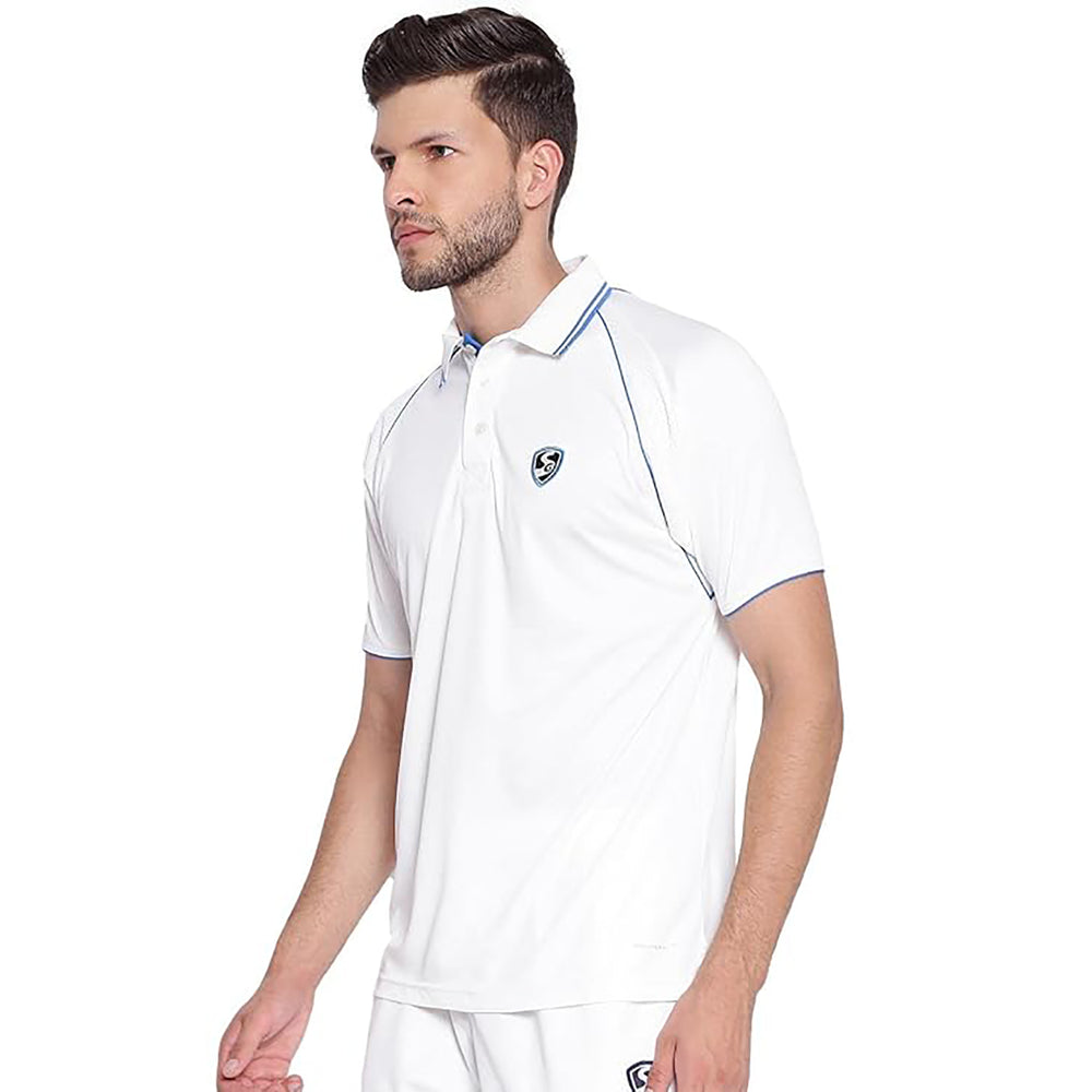 SG Premium 2.0 Half Sleeves White Cricket Shirt – Lightweight, Breathable Matchwear for Comfort, Performance, and Mobility in Practice and League Matches - Best Price online Prokicksports.com
