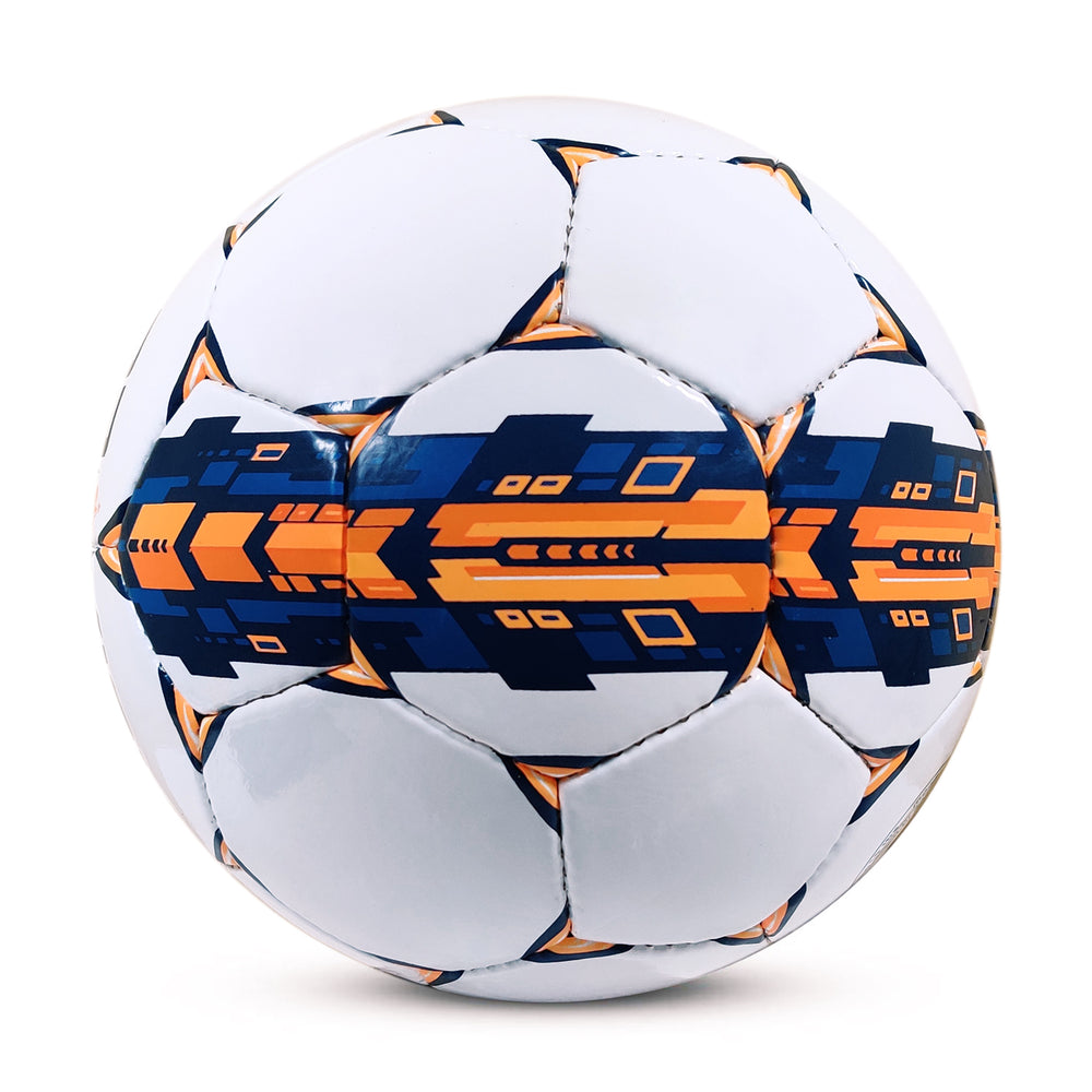 Prokick Pro Shot Hand Stitched 32 Panel PU Football, Size 5 (White/Navy/Orange) - Best Price online Prokicksports.com