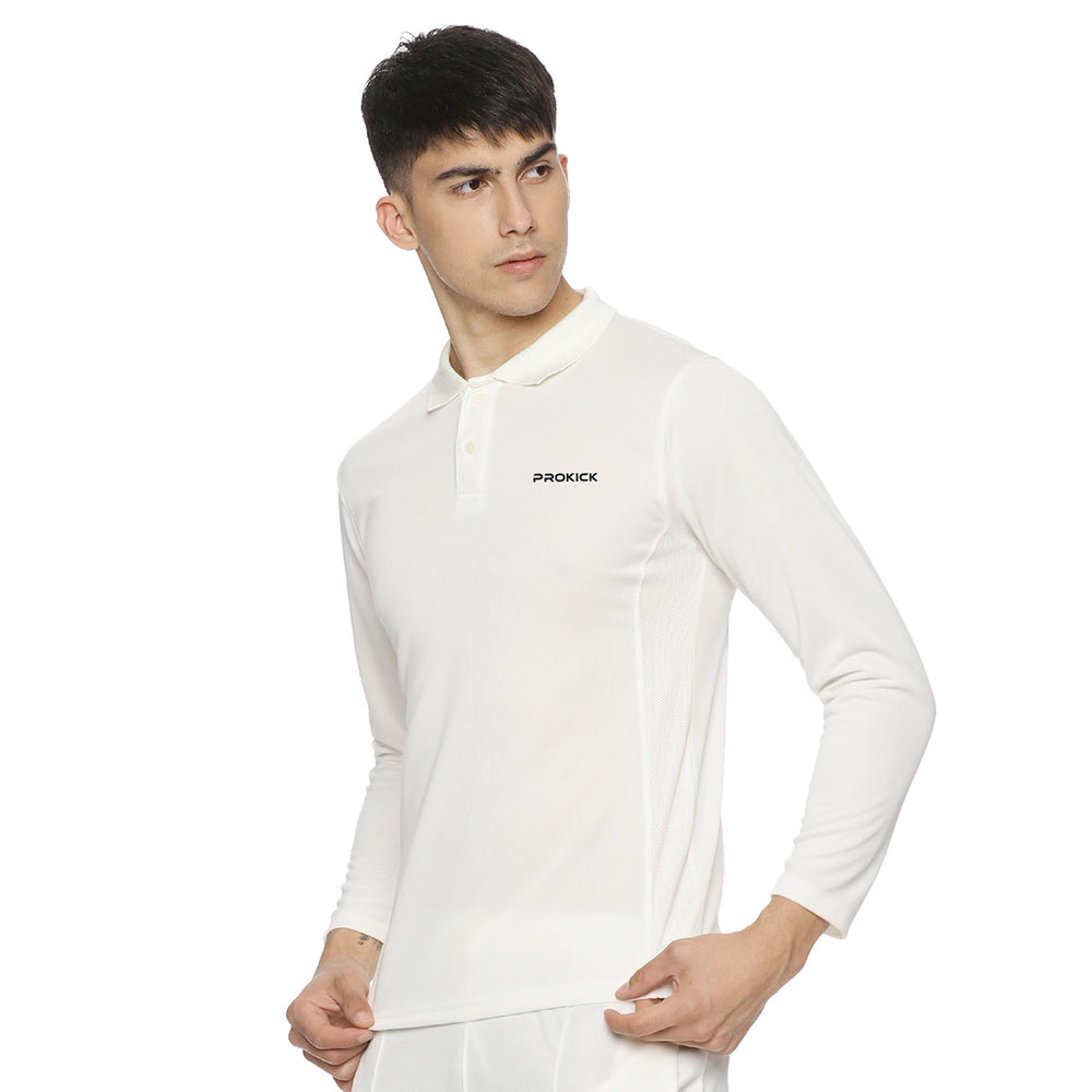 Prokick Club Full Sleeves Cricket T-Shirt, Off White - Best Price online Prokicksports.com