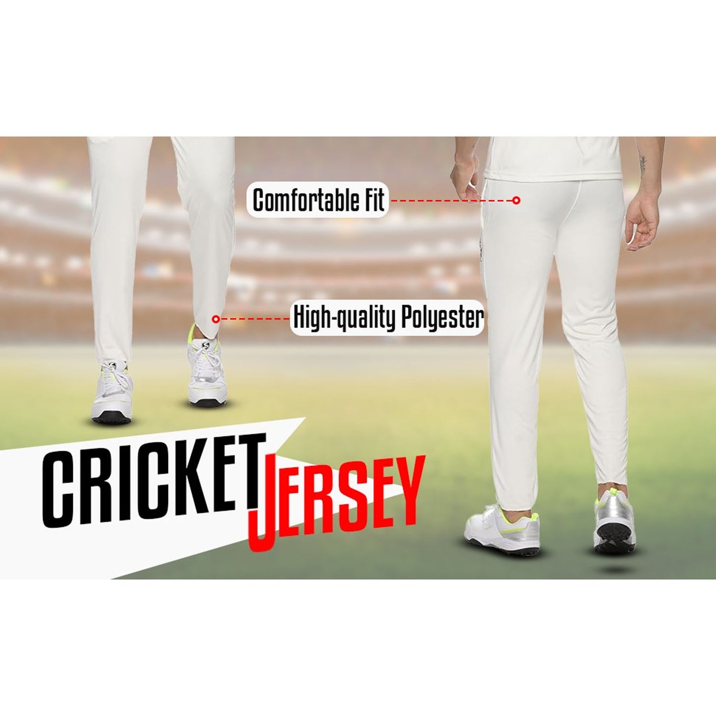 Prokick Ignite Half Sleeves Cricket Jersey Set, T-Shirt with Trouser (Off White) - Best Price online Prokicksports.com