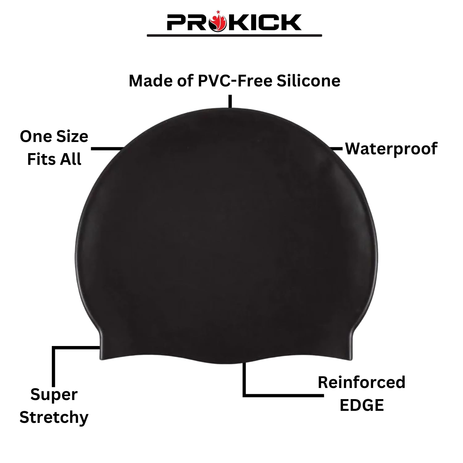 Prokick Silicone Swim Cap, One Size-Fits All - Best Price online Prokicksports.com