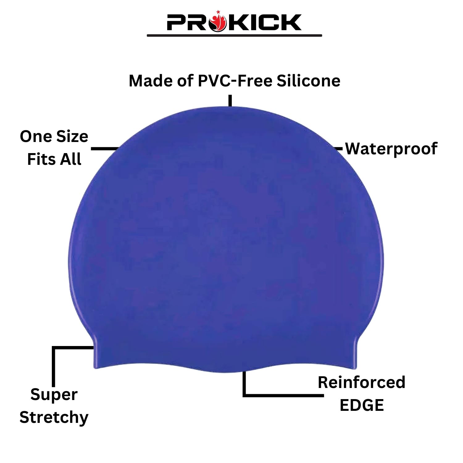Prokick Silicone Swim Cap, One Size-Fits All - Best Price online Prokicksports.com