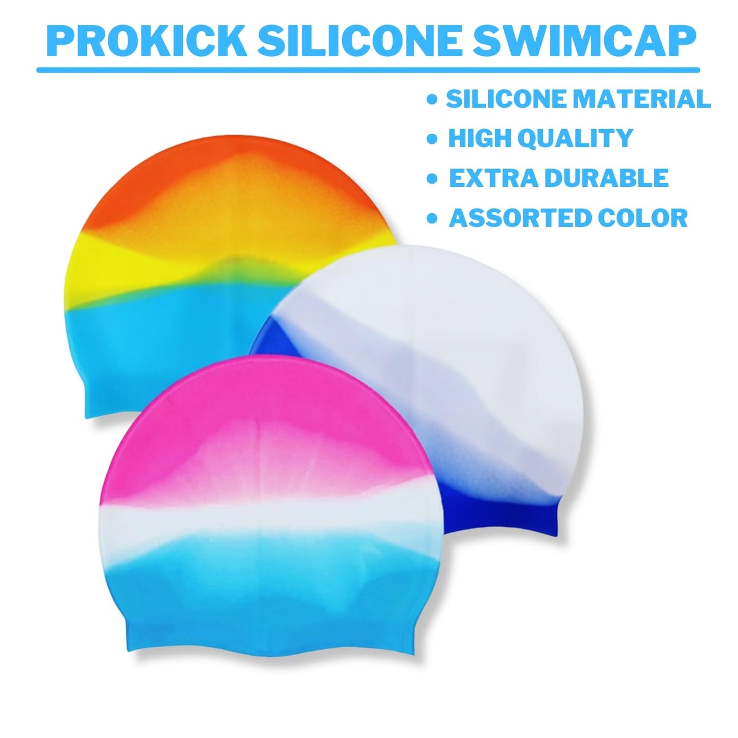 Prokick Silicone Swim Cap, One Size Fits All (Assorted Color) - Best Price online Prokicksports.com