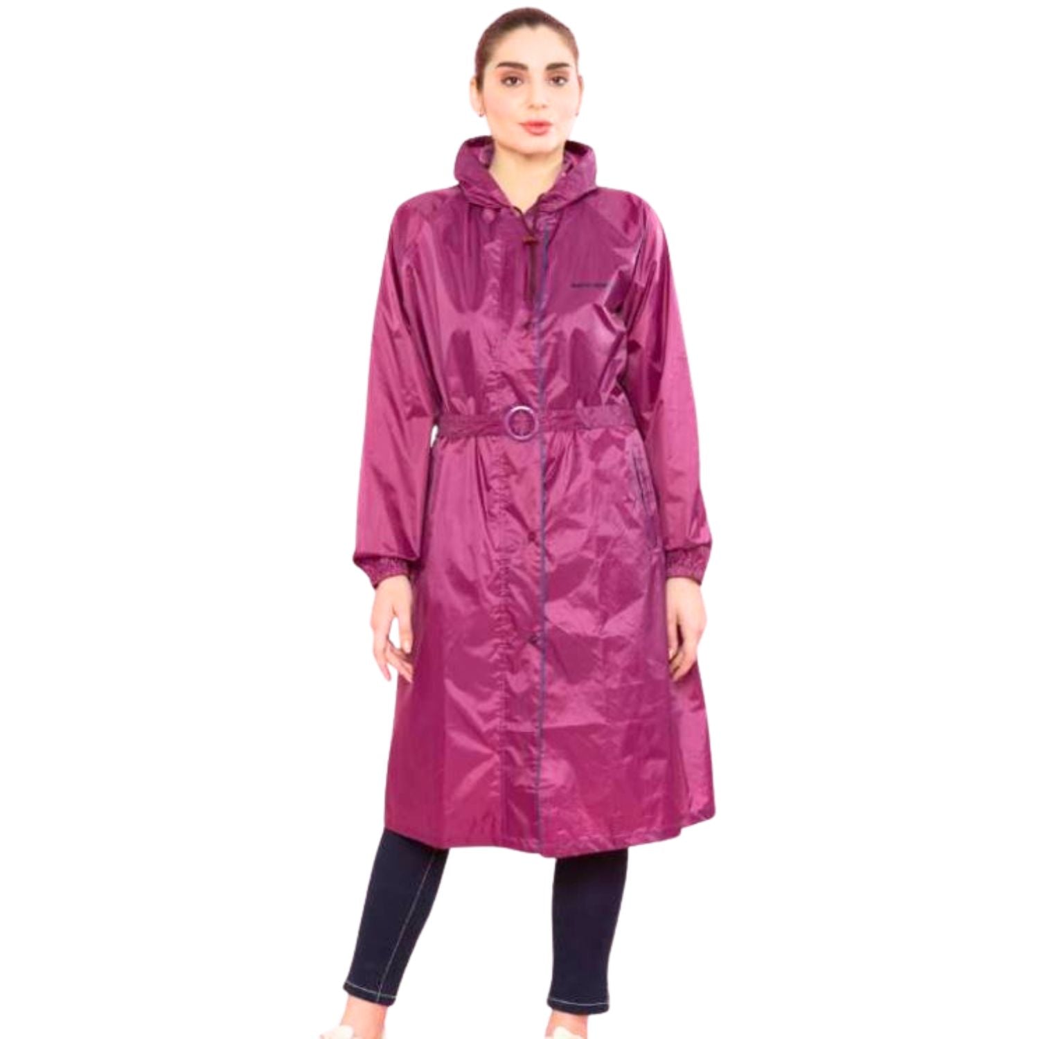 Zeel WKL 10 Women’s Full-Length Waterproof Raincoat Knee-to-Calf Hooded Coat with Sealed Seams, Drawstring Waist & Reflective Back Lightweight - Best Price online Prokicksports.com