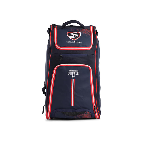 SG RP 2.0 Junior Duffle Trolley Cricket Kitbag – Wheeled Cricket Backpack for Kids with Bat Compartment and Easy Pull Handle for Travel